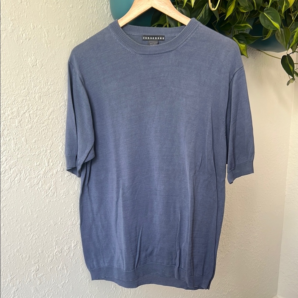 Consensus Light Blue Silk Knit Top